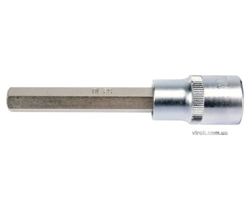 Головка торцевая YATO квадрат 1/2 HEX M10, L=100 мм. удлиненная [20/120]