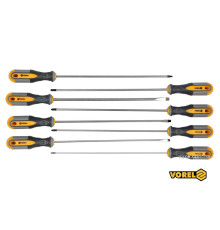 Набір викруток з подовженими стержнями VOREL : L= 325 мм, SL, PH, TORX, Cr-V, 8 шт [10]