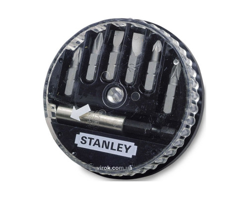 Набір насадок викруткових STANLEY : (SL5-6,5 PH0-1-2 PZ1-2), магнітний тримач 1/4". 7 Шт. DW