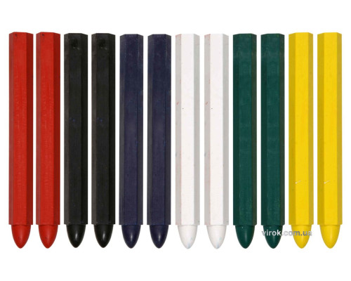 Крейда маркувальна для різних поверхонь YATO : 120 x 12 мм, різні кольори, 12 шт [50]