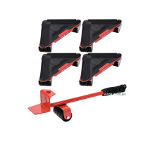 Набор для перемещения мебели YATO: макс. вес-300 кг, высота-70 мм, 4 подставки+рычаг, 5 элем. [6]