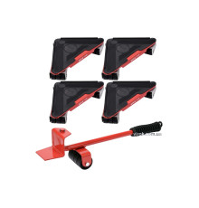 Набір для переміщення меблів YATO : макс. вага-300 кг, висота-70 мм, 4 підставки+важіль, 5 елем. [6]