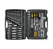 Набор торцевых головок, насадок VOREL квадр 1/4", 3/8", 1/2", с гайко ключами и инструментами 216 Ед