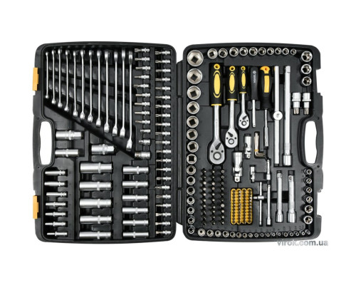 Набір головок торцевих, насадок VOREL квадр 1/4", 3/8", 1/2", з гайко ключами і інструментами 216 Од