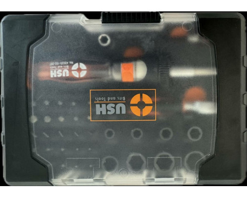 Насадки викруткові Industry USH: з магнітним тримачем, адаптерами, тріщаткою і викруткою 1/4", 45 ел