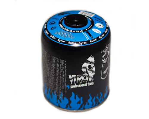 Балон газовий 1-разовий VIROK з різьбою (7/16) 450g/900ml. для плит/кемпінгу (EN417) [12]
