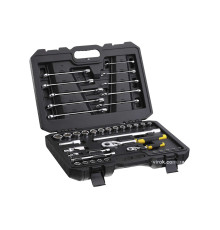 Набор головок торцевых и ключей STANLEY: 1/4", 1/2", с инструментами, в футляре, 41 шт.