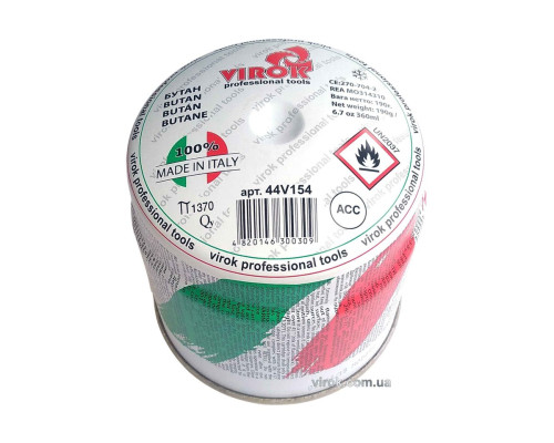 Балон газовий 1-разовий VIROK пробивний. 190g/360ml. type 200 BUTAN (E417) [36]