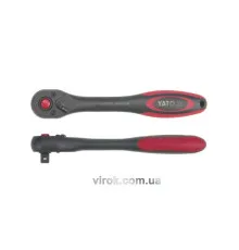 Тріщатка YATO : квадрат 3/8", 72T, L= 202 мм, вигнута ручка покрита пластиком [6/24/48]