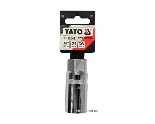 Головка торцева до "свічок" двигуна YATO : квадрат- 1/2", М21, CrV [Блістер] [10/120]